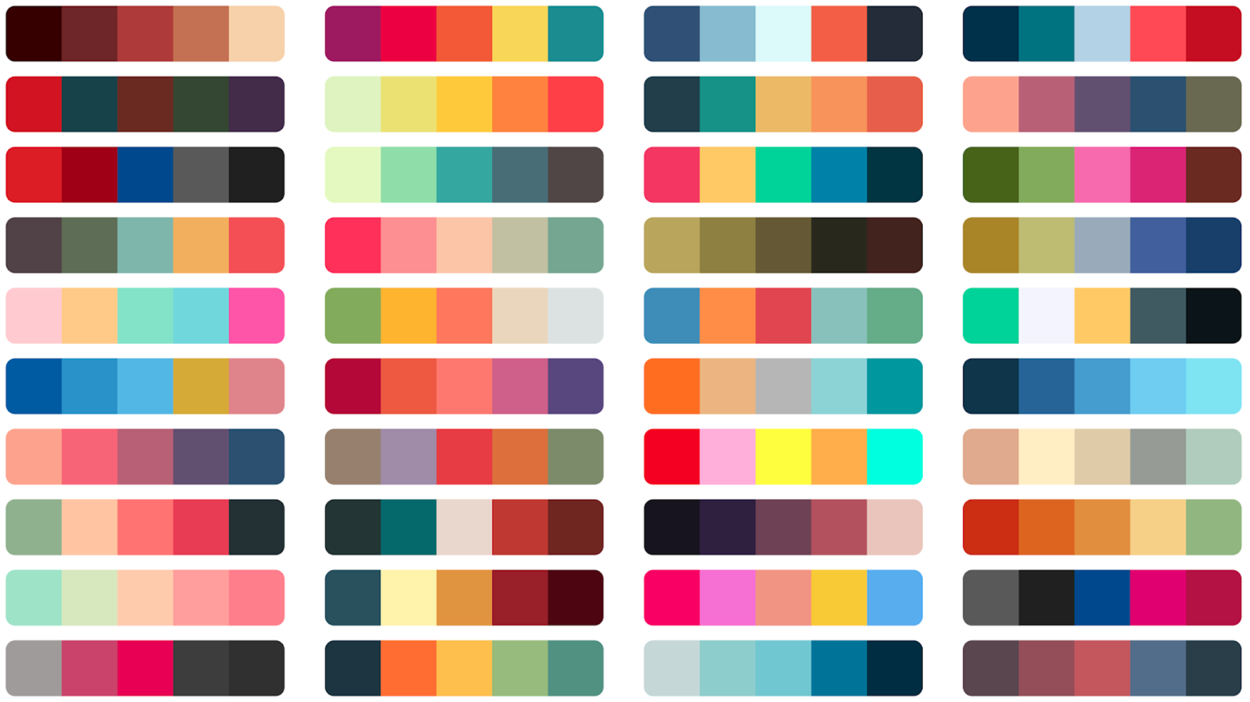 A grid of 5-colour swatches