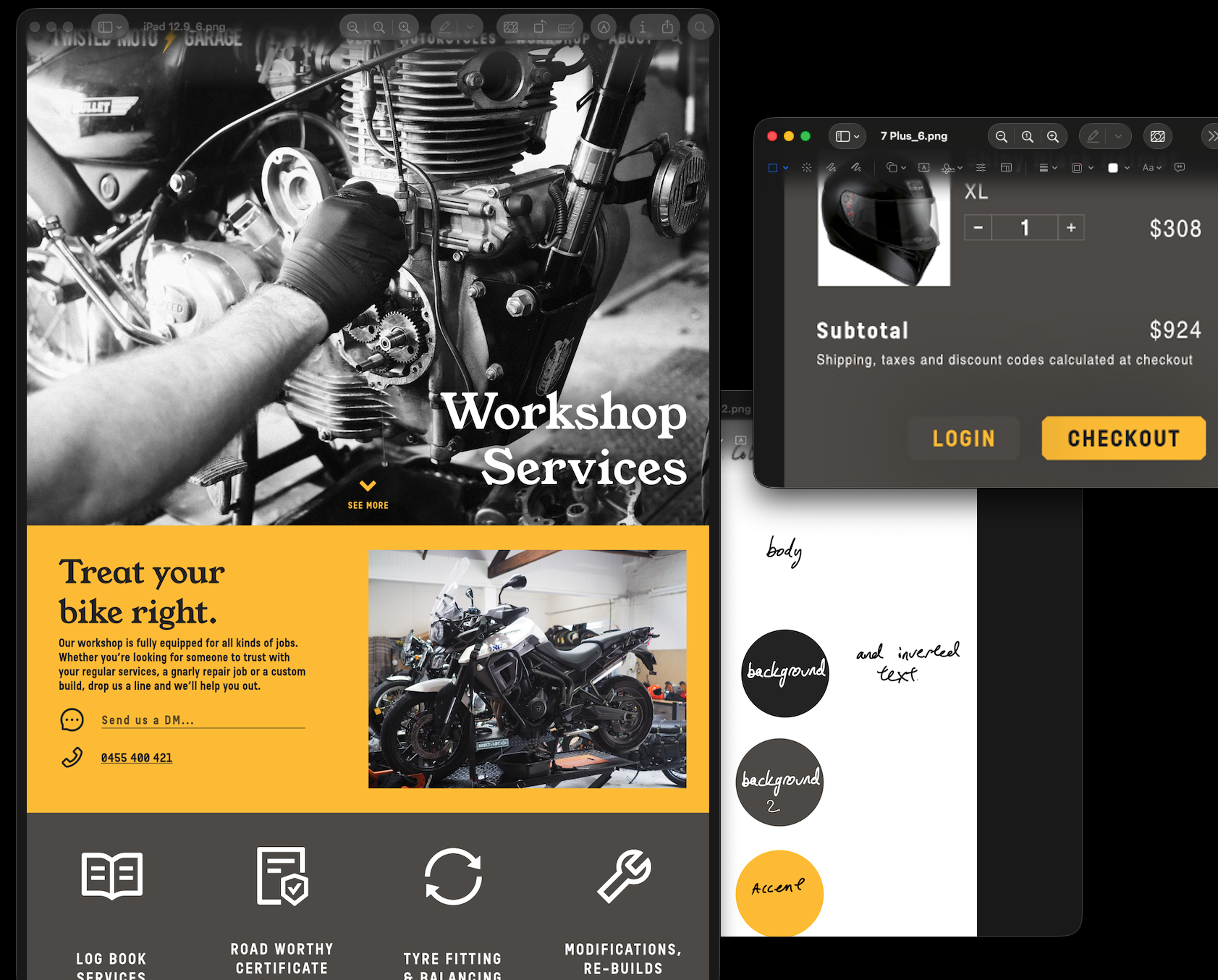 Twisted Moto ecommerce design mockup